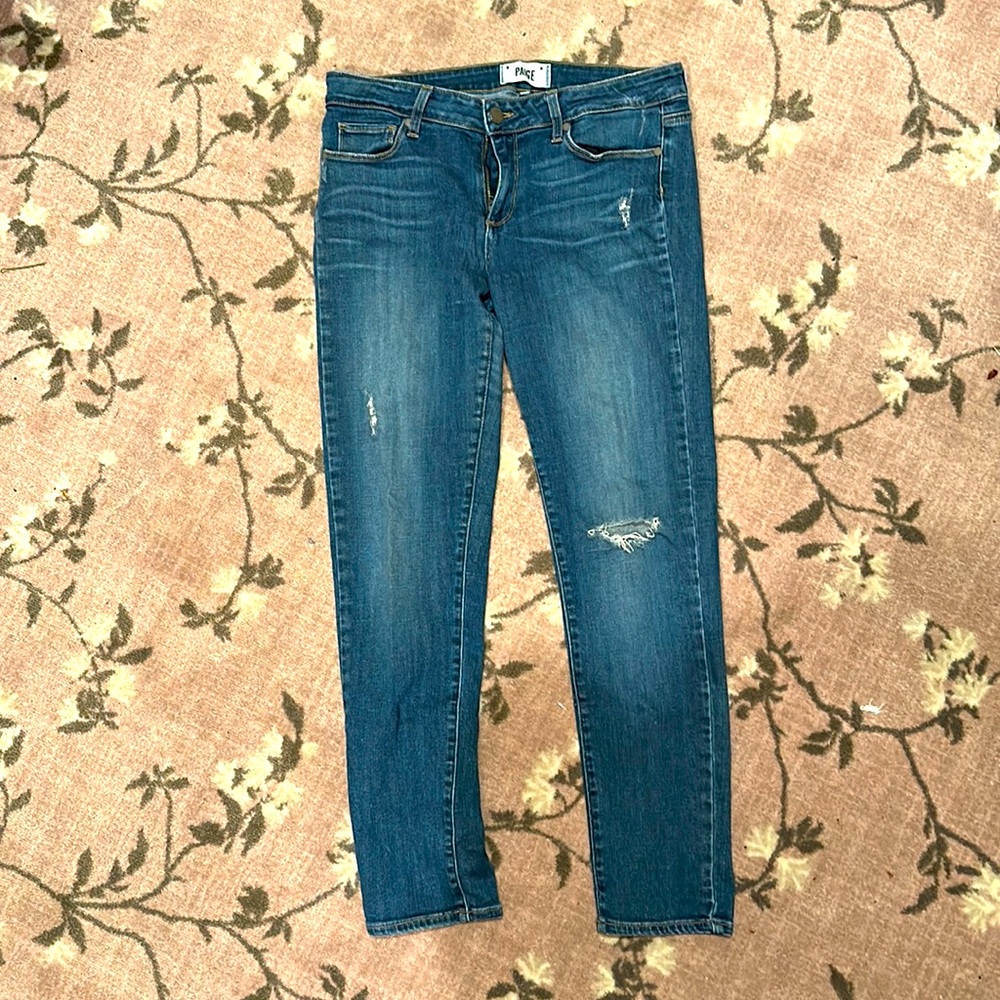 Distressed Paige Skinny Jeans